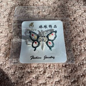 Green butterfly hair clips